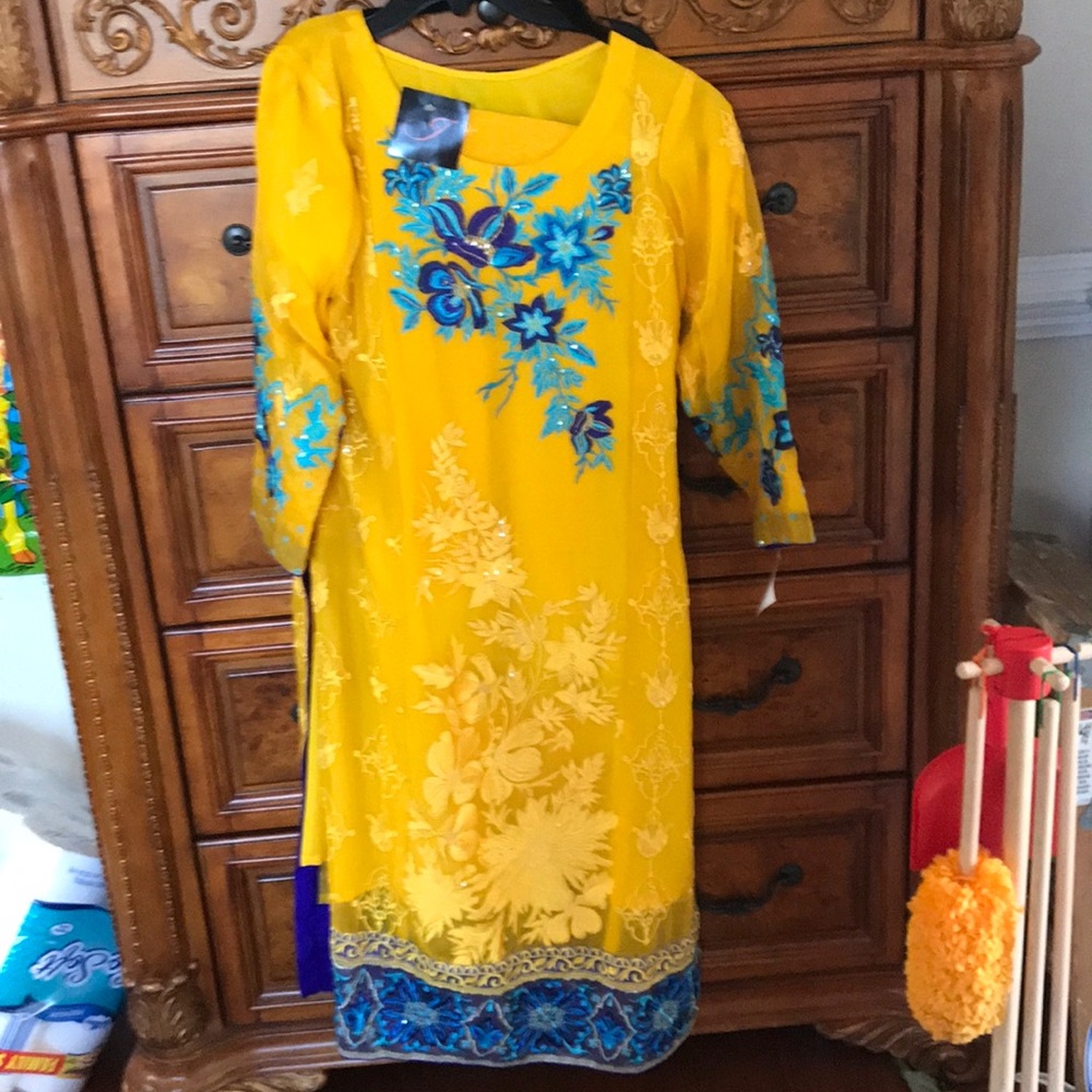 3 piece pajama kameez yellow